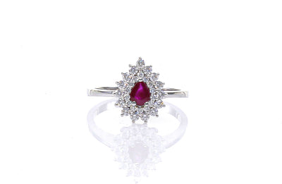 Ruby Halo Diamond Ring