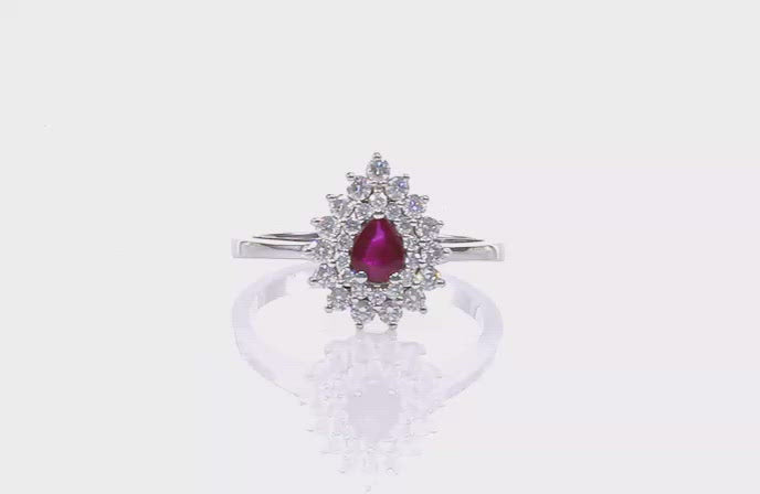 Ruby Halo Diamond Ring
