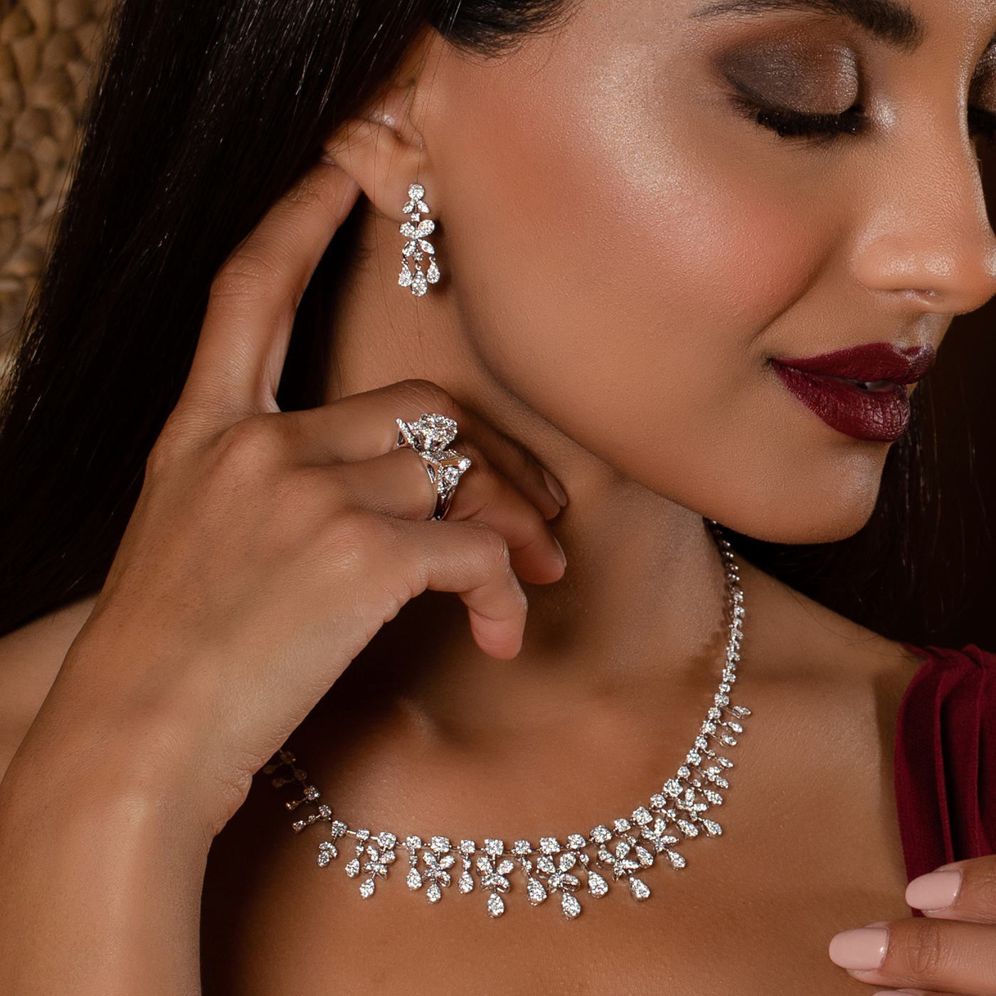 Diamond necklace outlet and earrings