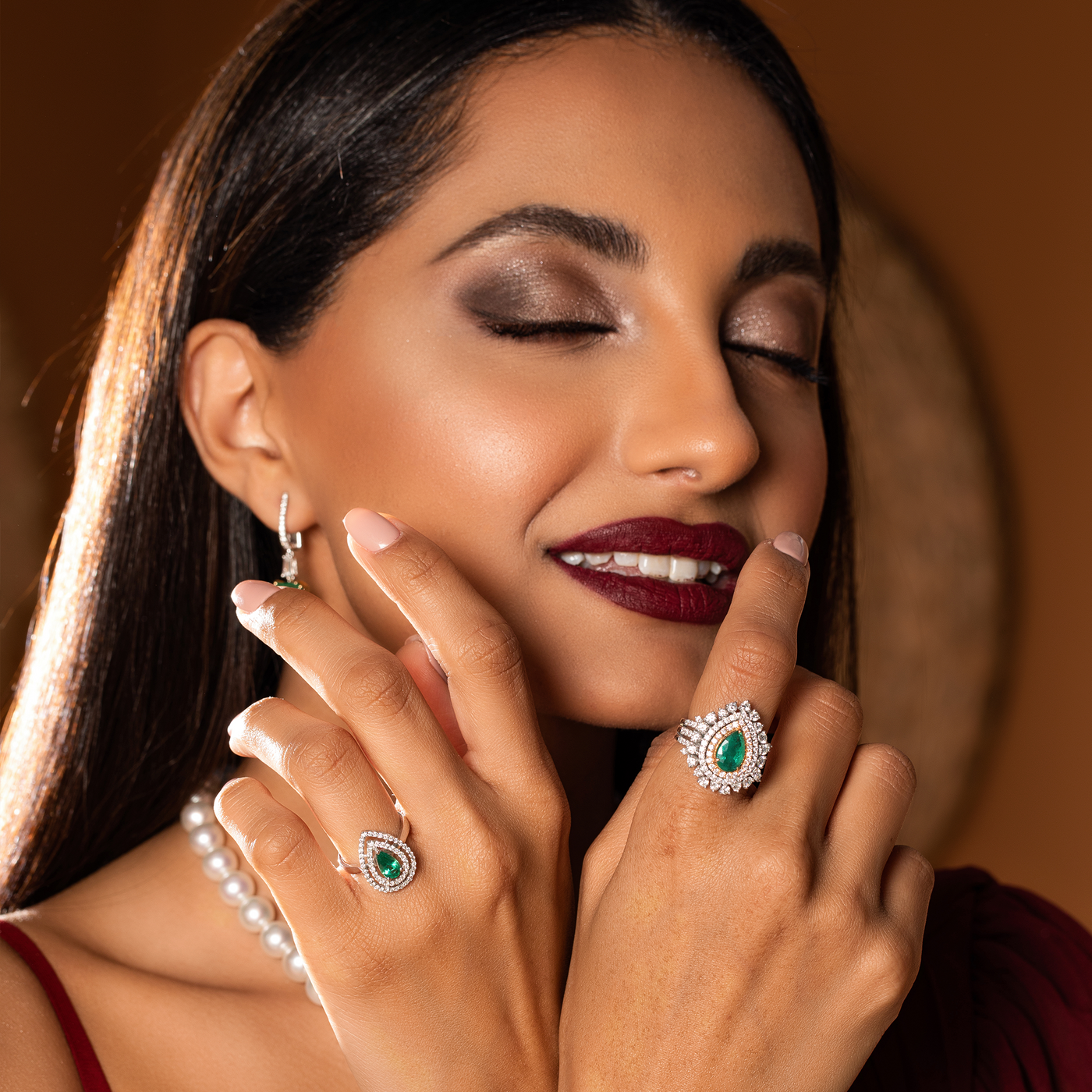 Belle Emerald & Diamond Cocktail Ring in 18K White & Yellow Gold