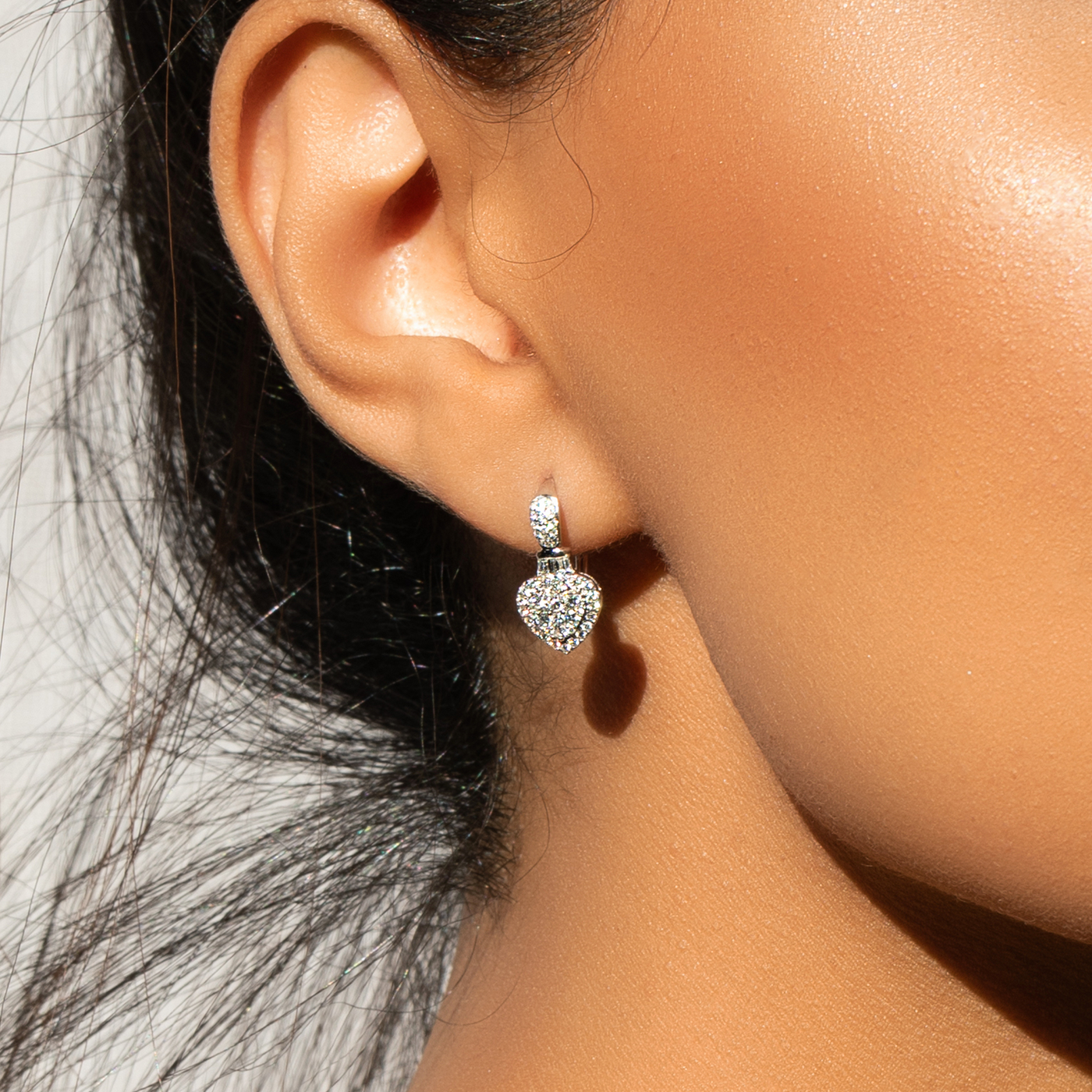 Diamond Heart Drop Earrings
