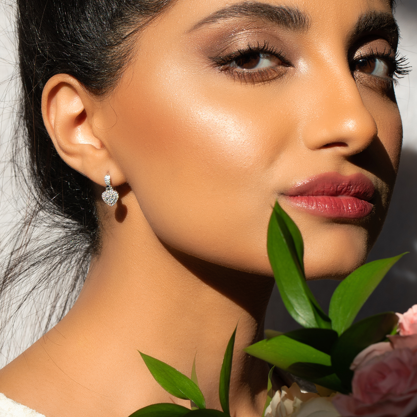 Diamond Heart Drop Earrings