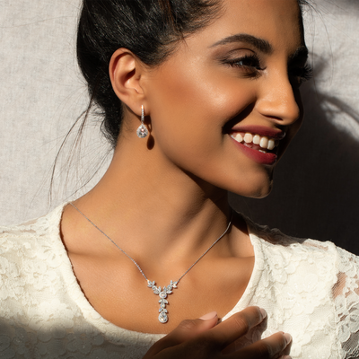 Diamond Pear Drop Halo Earrings