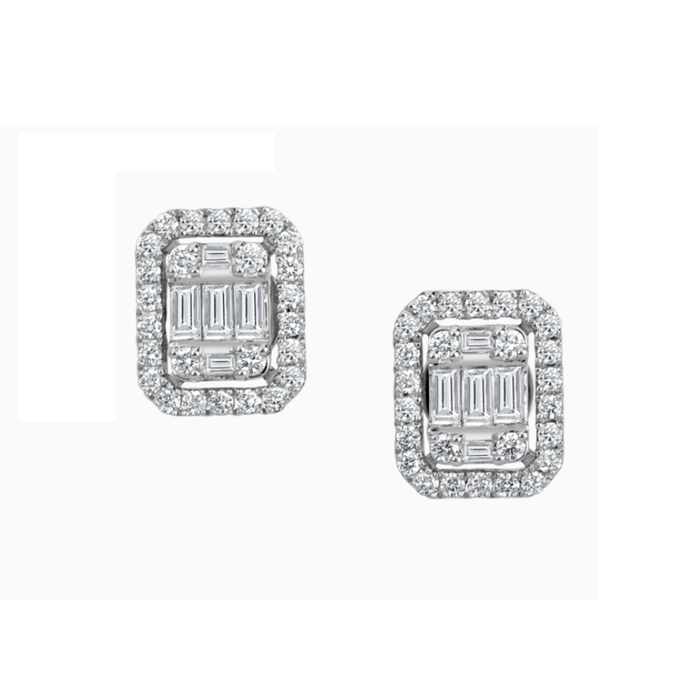 Baguette Diamond Stud Earrings - Small