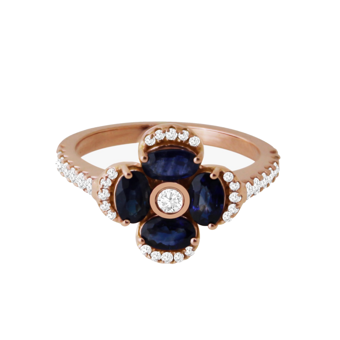 Pétale Sapphire & Diamond Ring in 18K Rose Gold